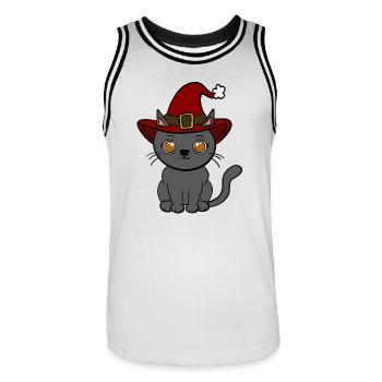 Cat Christmas - Men's Basketball Jersey - white/black - Front - AI Model Male 185 dark (185cm)