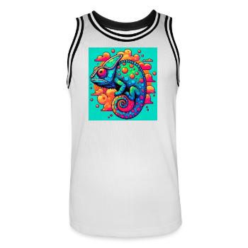 caméléon - Maillot de basket Homme - blanc/noir - Devant - AI Model Male 185 dark (185cm)