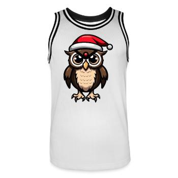 Hibou Noël - Maillot de basket Homme - blanc/noir - Devant - AI Model Male 185 dark (185cm)