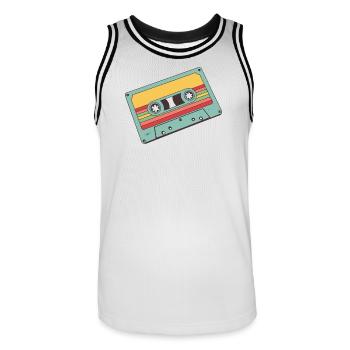 Retro Pastel Cassette - Men's Basketball Jersey - white/black - Front - AI Model Male 185 dark (185cm)