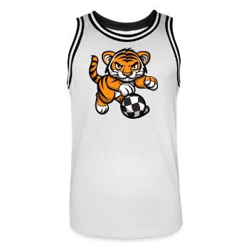 Tiger Football - Men's Basketball Jersey - white/black - Front - AI Model Male 185 dark (185cm)