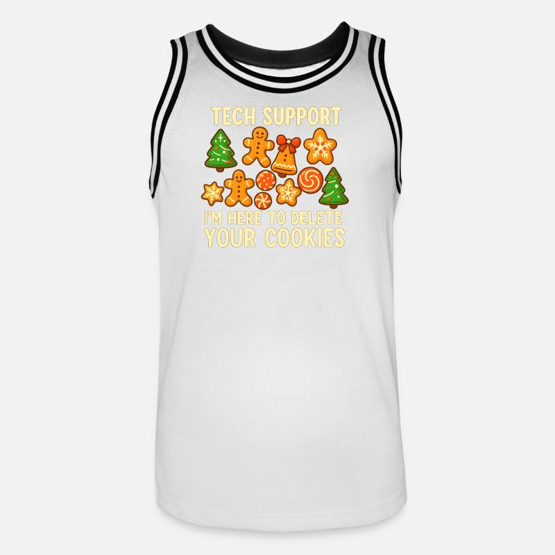 Tech Support Cookie Christmas Meme - Men's Basketball Jersey - white/black