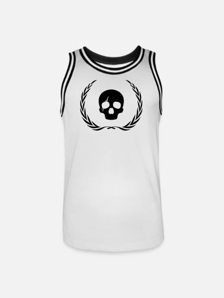 Skeleton Skull Wreath - Men's Basketball Jersey - white/black