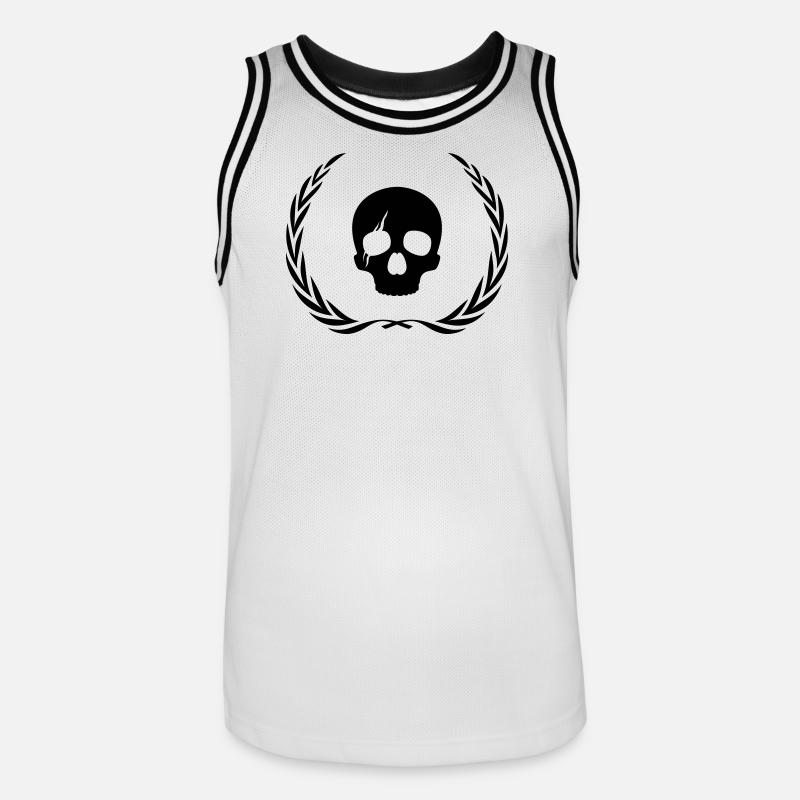 Couronne de crâne de squelette - Maillot de basket Homme - blanc/noir