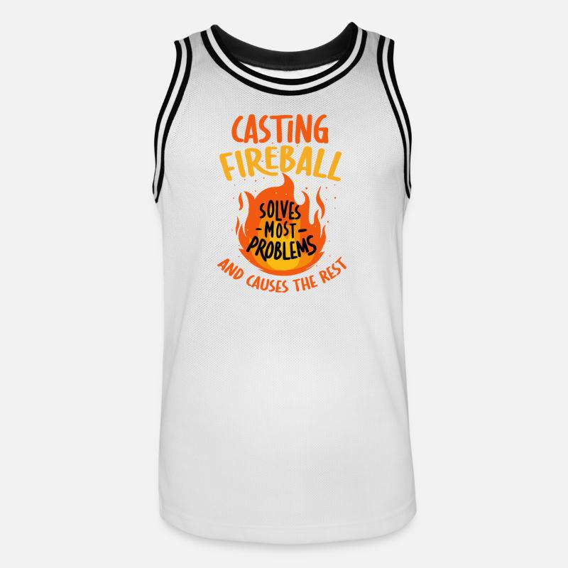Casting Fireball Solves Problems RPG Gaming  - Men's Basketball Jersey - white/black