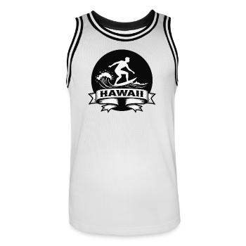 Surfeur Hawaii Vague Bannière - Maillot de basket Homme - blanc/noir - Devant - AI Model Male 185 dark (185cm)