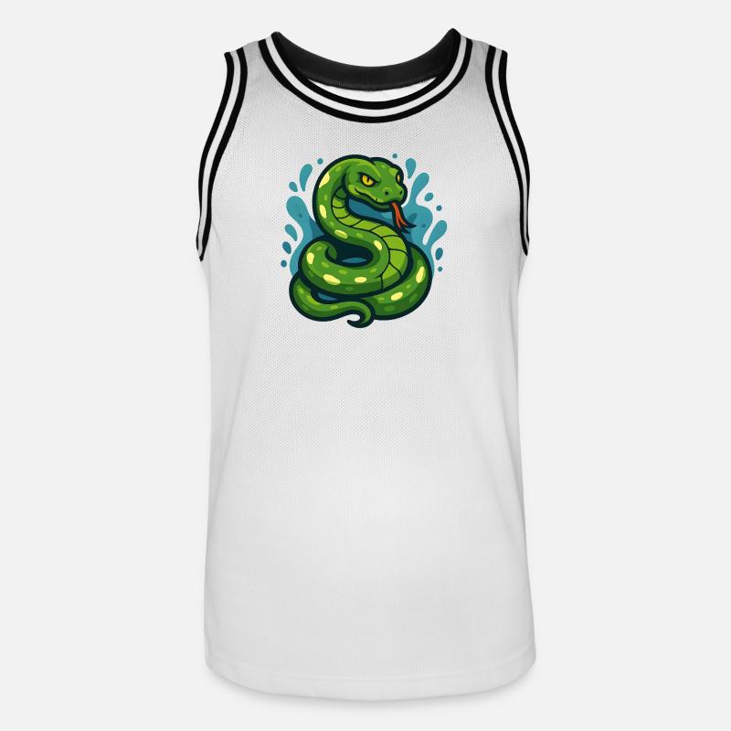 Arbre vert Python serpent en vague - Maillot de basket Homme - blanc/noir