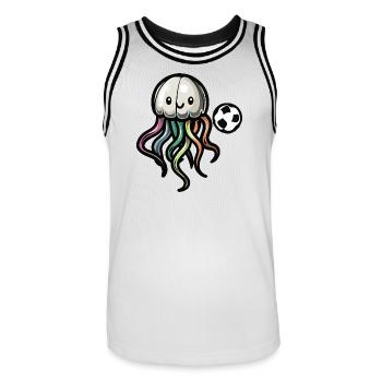 Qualle Fußball Comic - Männer Basketball-Trikot - Weiß/Schwarz - Vorne - AI Model Male 185 dark (185cm)