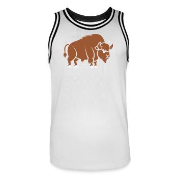 Bison - Männer Basketball-Trikot - Weiß/Schwarz - Vorne - AI Model Male 185 dark (185cm)