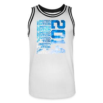 LIMITED EDITION 2014 12 YEARS 12TH BIRTHDAY - Men's Basketball Jersey - white/black - Front - AI Model Male 185 dark (185cm)