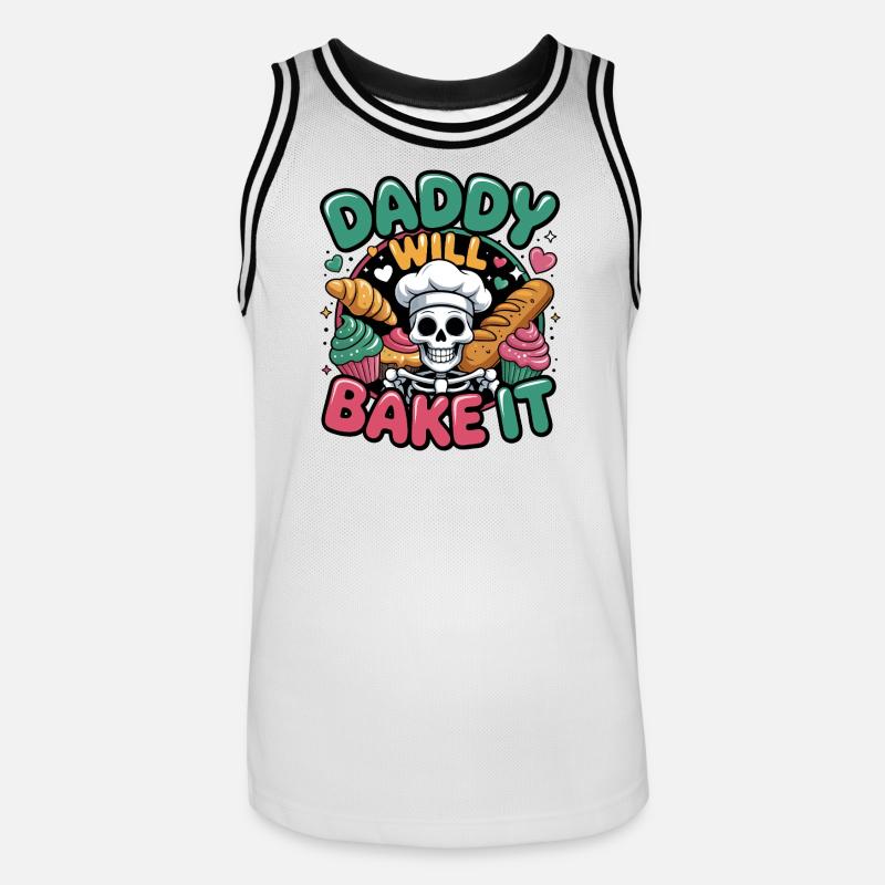 Daddy Will Bake It Skull Chef - Männer Basketball-Trikot - Weiß/Schwarz
