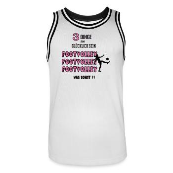 Footvolley What Else Game Footvolleyer Player - Men's Basketball Jersey - white/black - Front - AI Model Male 185 dark (185cm)