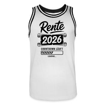 Rente Countdown 2026 - Männer Basketball-Trikot - Weiß/Schwarz - Vorne - AI Model Male 185 dark (185cm)