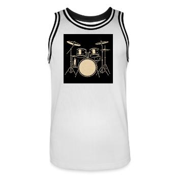 Black Silver Drumset Illustration - Men's Basketball Jersey - white/black - Front - AI Model Male 185 dark (185cm)