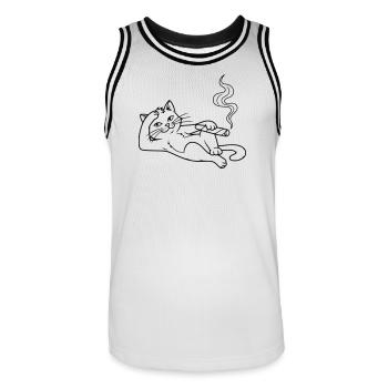 Chat glaçant avec un cigare – Design humoristique - Maillot de basket Homme - blanc/noir - Devant - AI Model Male 185 dark (185cm)