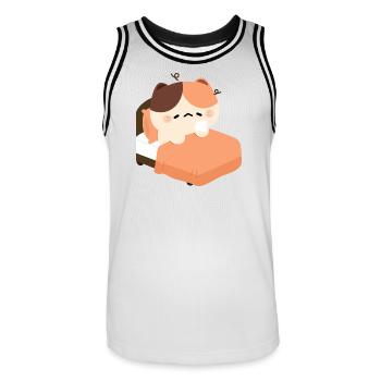 Sleepy Tortie Cat - Men's Basketball Jersey - white/black - Front - AI Model Male 185 dark (185cm)