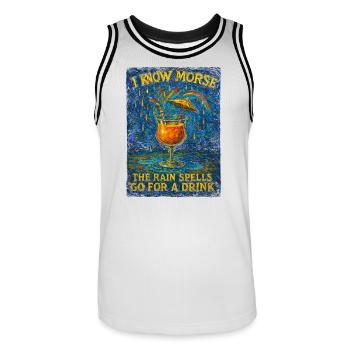 Rainy Morse Cocktail Art - Men's Basketball Jersey - white/black - Front - AI Model Male 185 dark (185cm)