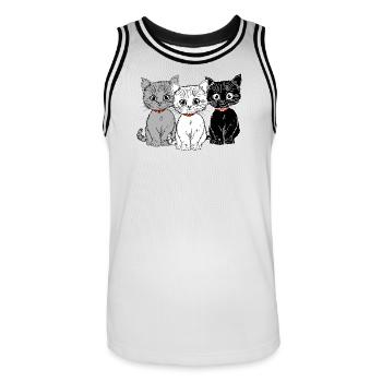 Drei Kätzchen - Männer Basketball-Trikot - Weiß/Schwarz - Vorne - AI Model Male 185 dark (185cm)