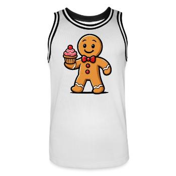 Lebkuchenmann Cupcake Cartoon - Männer Basketball-Trikot - Weiß/Schwarz - Vorne - AI Model Male 185 dark (185cm)