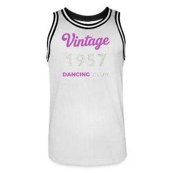 Vintage 1957 – Dancing Club Retro Geburtsjahr - Männer Basketball-Trikot - Weiß/Schwarz - Vorne - AI Model Male 185 dark (185cm)
