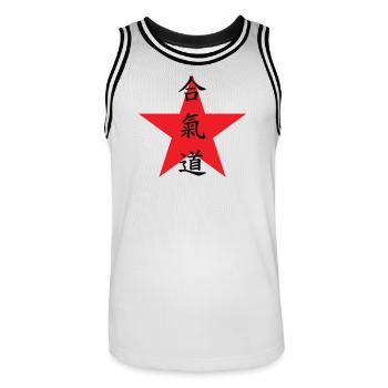Aikido – Kampfsport – Aikido - Männer Basketball-Trikot - Weiß/Schwarz - Vorne - AI Model Male 185 dark (185cm)
