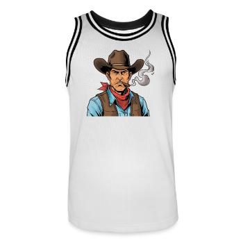 Cowboy mit Zigarre - Männer Basketball-Trikot - Weiß/Schwarz - Vorne - AI Model Male 185 dark (185cm)