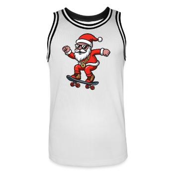 Santa Skating - Men's Basketball Jersey - white/black - Front - AI Model Male 185 dark (185cm)