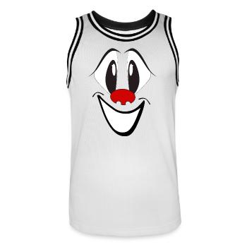 Lachendes Cartoon Gesicht mit roter Nase - Männer Basketball-Trikot - Weiß/Schwarz - Vorne - AI Model Male 185 dark (185cm)