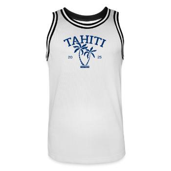 Tahiti - Palmiers - Palmiers - Polynésie française Beach - Maillot de basket Homme - blanc/noir - Devant - AI Model Male 185 dark (185cm)