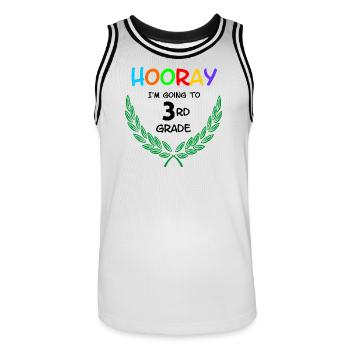 Hourra, je vais en CE1** - Maillot de basket Homme - blanc/noir - Devant - AI Model Male 185 dark (185cm)