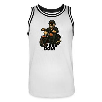 Motard occasionnel dans un comic de moto - Maillot de basket Homme - blanc/noir - Devant - AI Model Male 185 dark (185cm)