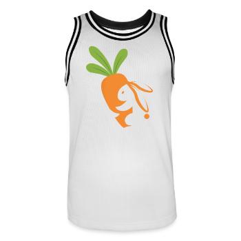 Karottenlächelndes Maskottchen - Männer Basketball-Trikot - Weiß/Schwarz - Vorne - AI Model Male 185 dark (185cm)