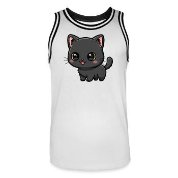 Midnight Kawaii Chaton - Maillot de basket Homme - blanc/noir - Devant - AI Model Male 185 dark (185cm)