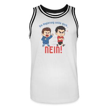 Die Regierung sollte doch... NEIN! - Männer Basketball-Trikot - Weiß/Schwarz - Vorne - AI Model Male 185 dark (185cm)