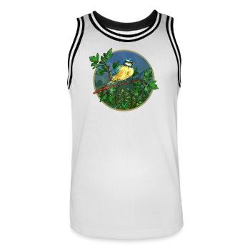 Bunter Vogel - Männer Basketball-Trikot - Weiß/Schwarz - Vorne - AI Model Male 185 dark (185cm)