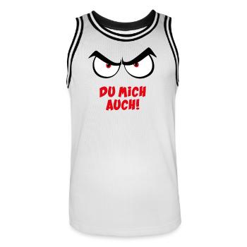 Böser Blick & Spruch - Du mich auch - Männer Basketball-Trikot - Weiß/Schwarz - Vorne - AI Model Male 185 dark (185cm)