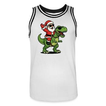 Weihnachts T Rex mit Santa Swag - Männer Basketball-Trikot - Weiß/Schwarz - Vorne - AI Model Male 185 dark (185cm)