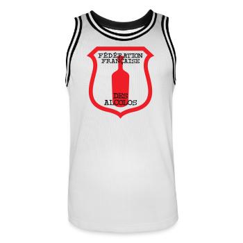 French Federation of Alcolos - Men's Basketball Jersey - white/black - Front - AI Model Male 185 dark (185cm)