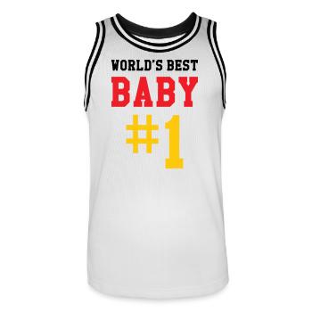 Best Baby - Birth - Child - Men's Basketball Jersey - white/black - Front - AI Model Male 185 dark (185cm)