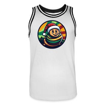 Christmas Snail with Hat and Scarf - Men's Basketball Jersey - white/black - Front - AI Model Male 185 dark (185cm)