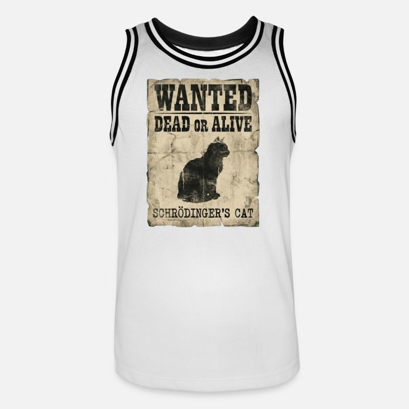 Schrödingers Katze gesucht Tot-oder-lebendig Physik-Wortspiel - Männer Basketball-Trikot - Weiß/Schwarz