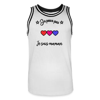 MAMMA. CHRISTMAS. HAPPY BIRTHDAY. HEART. HAPPY MOTHER'S DAY. - Men's Basketball Jersey - white/black - Front - AI Model Male 185 dark (185cm)