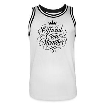 crew member - Men's Basketball Jersey - white/black - Front - AI Model Male 185 dark (185cm)