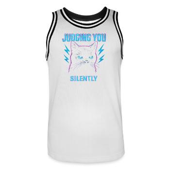 Cat humor, cat gift idea, funny pets - Men's Basketball Jersey - white/black - Front - AI Model Male 185 dark (185cm)