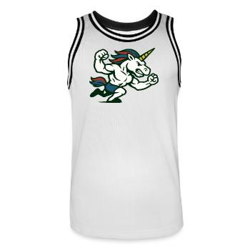 Power Unicorn Running Strong Fantasy Illustration - Men's Basketball Jersey - white/black - Front - AI Model Male 185 dark (185cm)