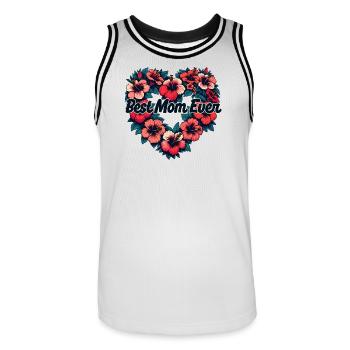 Meilleur cœur d’hibiscus de maman de tous les temps - Maillot de basket Homme - blanc/noir - Devant - AI Model Male 185 dark (185cm)
