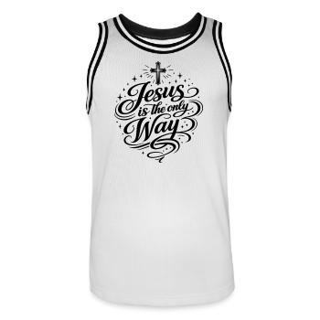 Jesus ist der einzige Weg - Männer Basketball-Trikot - Weiß/Schwarz - Vorne - AI Model Male 185 dark (185cm)