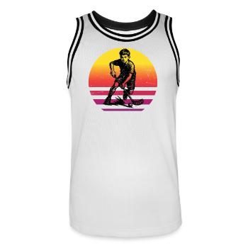 Klare Floorball Botschaft - Männer Basketball-Trikot - Weiß/Schwarz - Vorne - AI Model Male 185 dark (185cm)