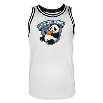 Too Cozy To Quit Panda - Men's Basketball Jersey - white/black - Front - AI Model Male 185 dark (185cm)