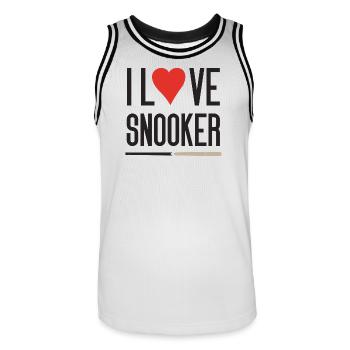 I Love Snooker - Men's Basketball Jersey - white/black - Front - AI Model Male 185 dark (185cm)